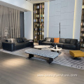 Italian minimalist living room 7 seater leather sofas